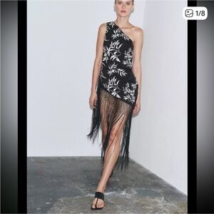 Zara ASYMMETRICAL EMBROIDERED FRINGED TOP | 3183/013/084 - LAST CHANCE